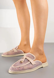 Babouche en maille transparente avec appliqué Teloviela