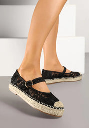 Ballerines en toile style espadrilles avec un effet tressé façon osier