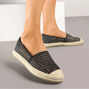 Ballerines en maille noire décorées de tresse