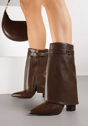 Demi bottes à talons avec tige à revers et ornements