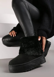 UGG fourrées compensées à rabat en fourrure