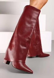 Bottes à talons hauts avec une tige retroussée à la mode