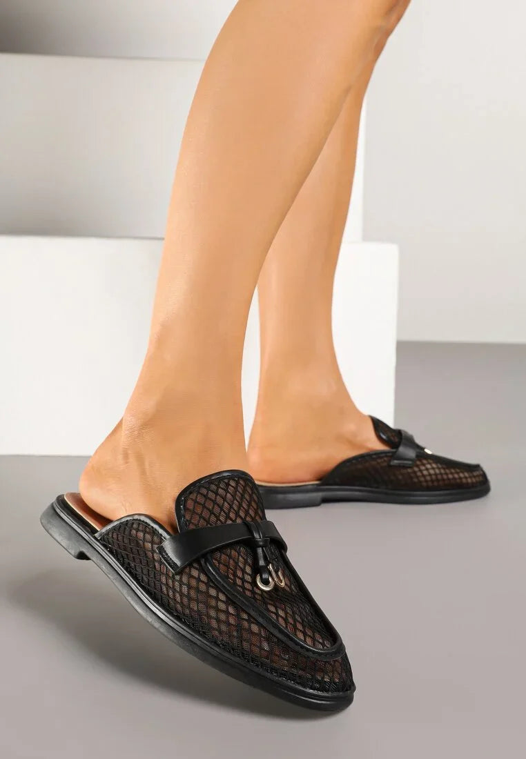 Babouche en maille transparente avec appliqué Teloviela