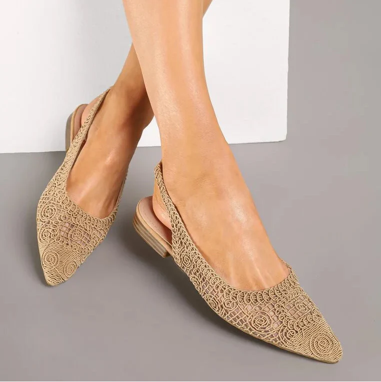 Ballerines à bride arrière ajourées Kaki à bout pointu