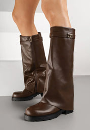 Bottes femme à revers avec détail doré et semelle crantée