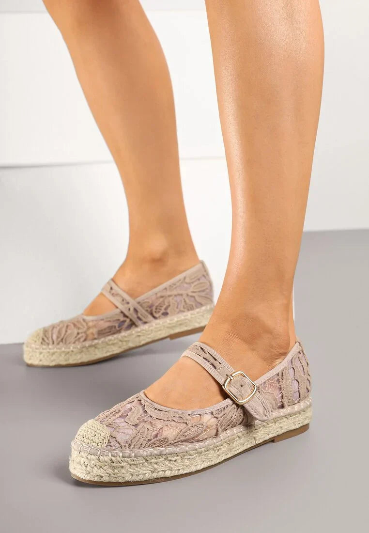 Ballerines en toile style espadrilles avec un effet tressé façon osier