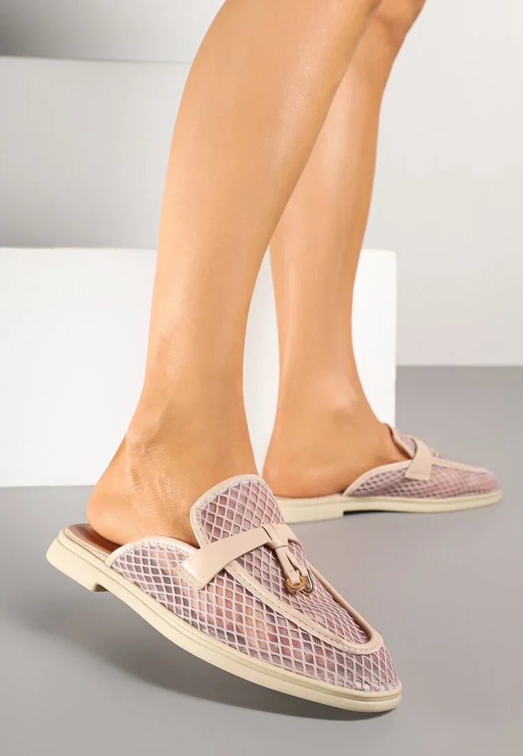 Babouche en maille transparente avec appliqué Teloviela