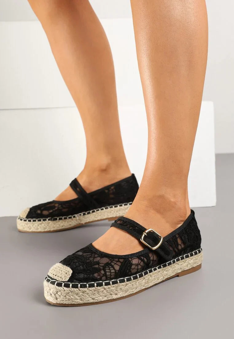 Ballerines en toile style espadrilles avec un effet tressé façon osier