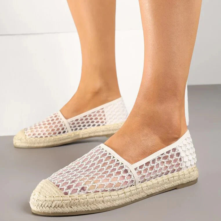 Ballerines en maille noire décorées de tresse