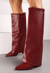 Bottes à talons hauts avec une tige retroussée à la mode