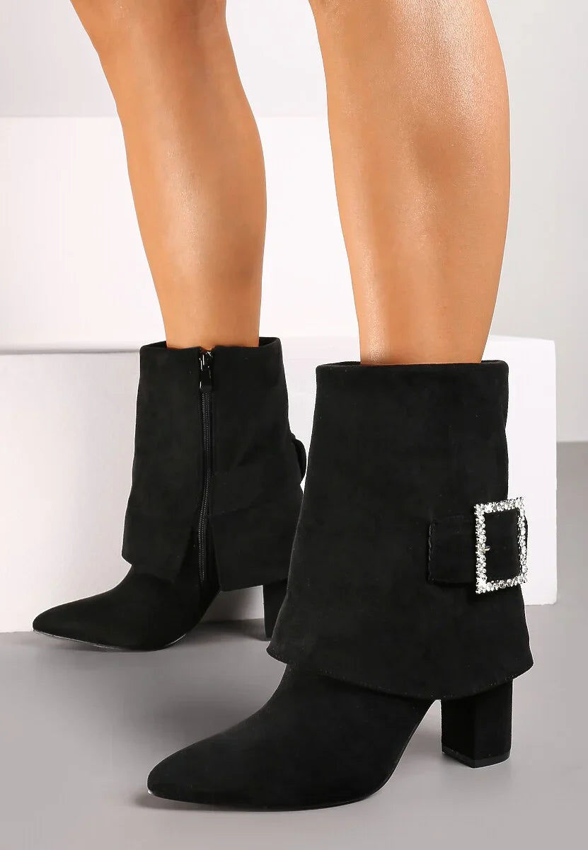 Demi Botte à boucle strass et tige retroussée