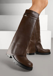Bottes femme à revers avec détail doré et semelle crantée