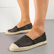 Ballerines en maille noire décorées de tresse