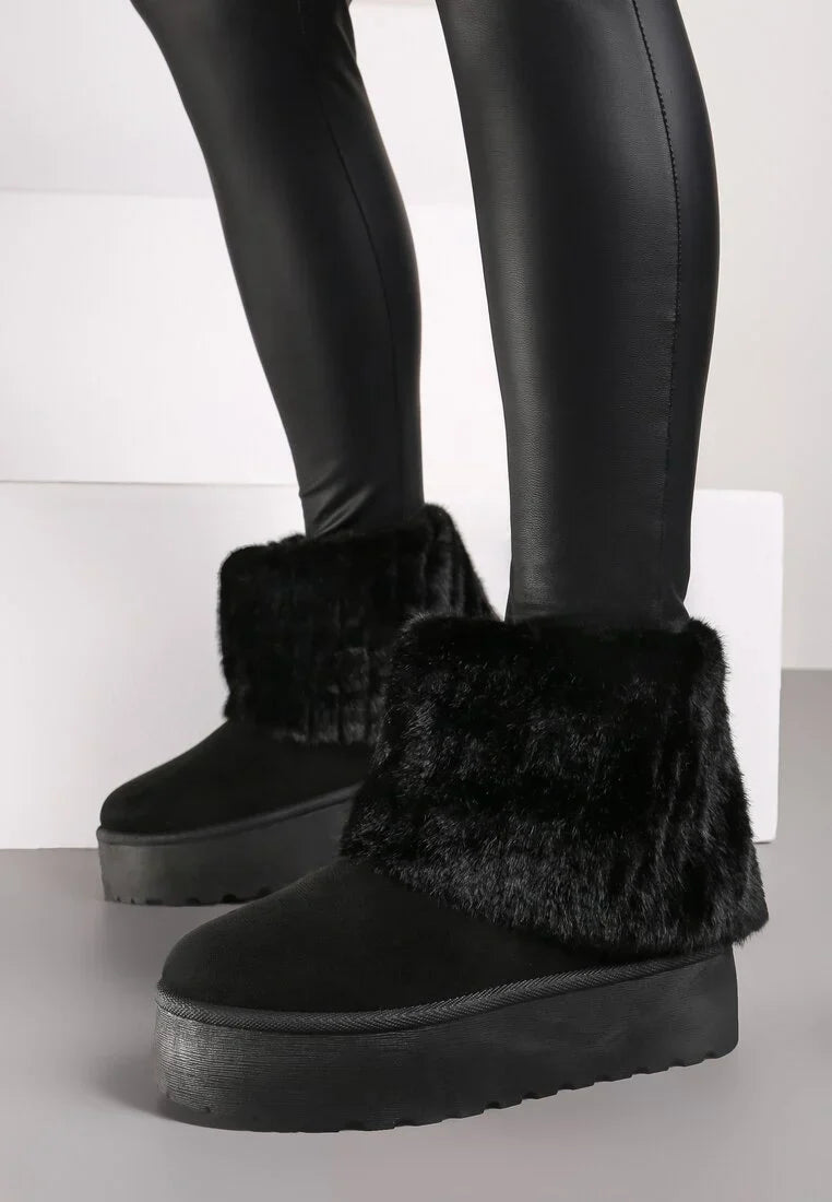 UGG fourrées compensées à rabat en fourrure