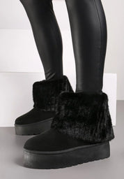 UGG fourrées compensées à rabat en fourrure