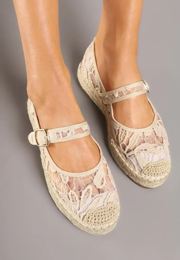 Ballerines en toile style espadrilles avec un effet tressé façon osier