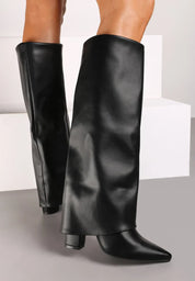 Bottes à talons hauts avec une tige retroussée à la mode