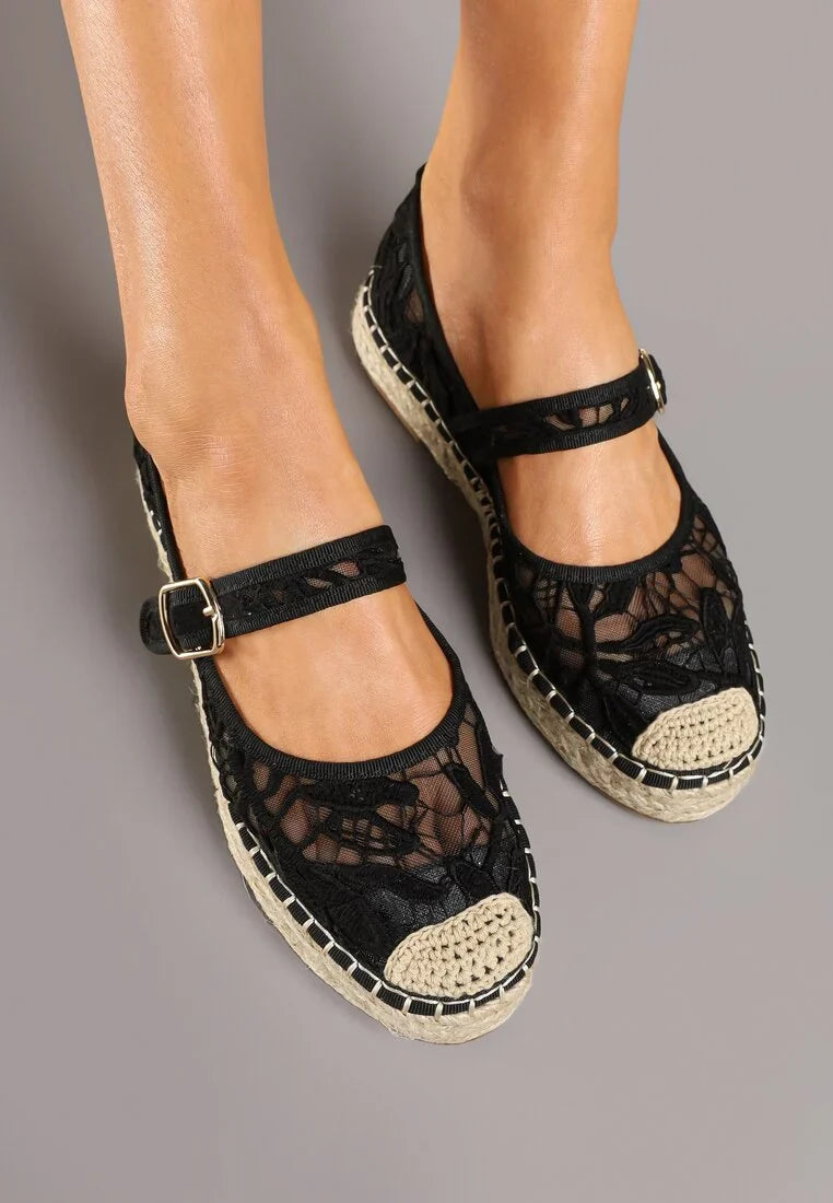 Ballerines en toile style espadrilles avec un effet tressé façon osier