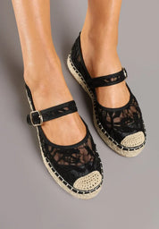 Ballerines en toile style espadrilles avec un effet tressé façon osier