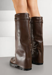 Bottes femme à revers avec détail doré et semelle crantée