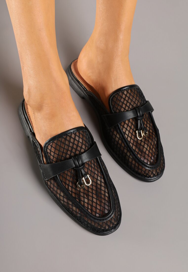 Babouche en maille transparente avec appliqué Teloviela