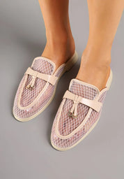 Babouche en maille transparente avec appliqué Teloviela