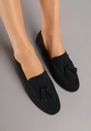 Mocassins en simili-daim avec franges appliquées