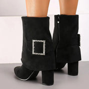 Demi Botte à boucle strass et tige retroussée