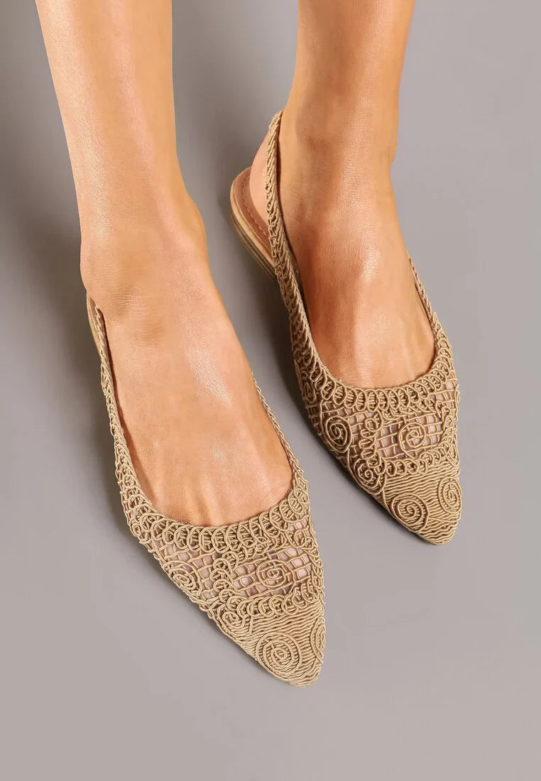 Ballerines à bride arrière ajourées Kaki à bout pointu