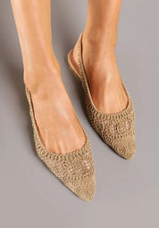 Ballerines à bride arrière ajourées Kaki à bout pointu