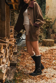 Bottes cavalières bikers noires avec détail boucle