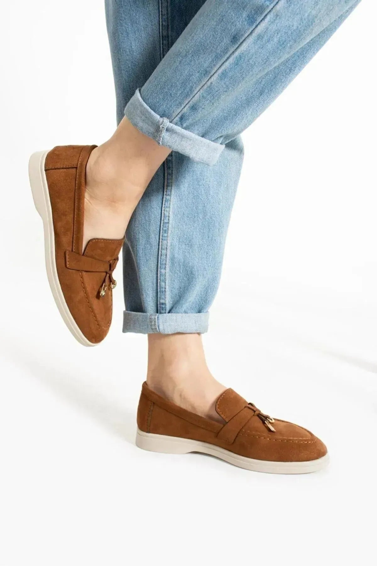 Mocassins à franges en suède souple et léger pour femmes