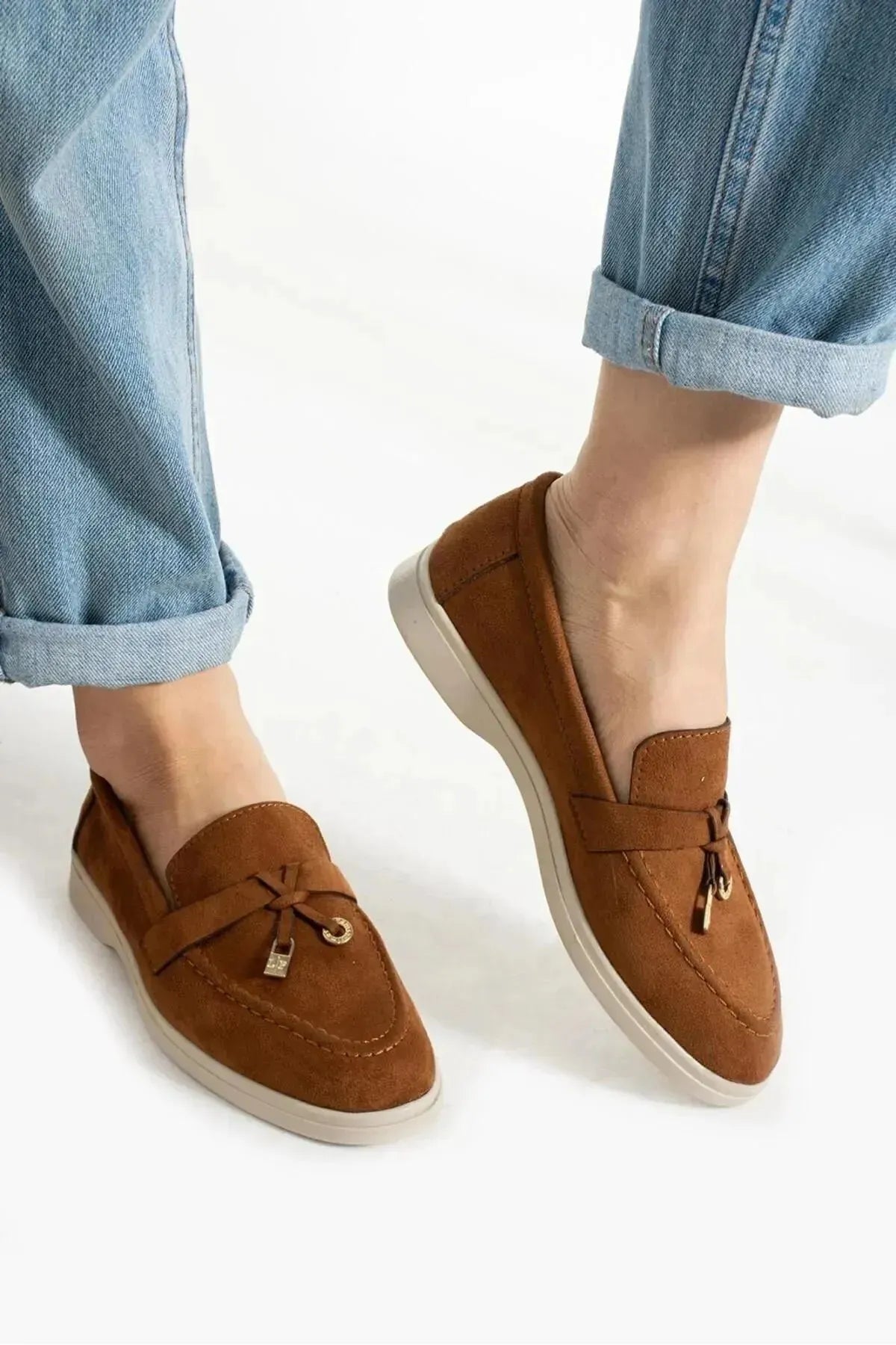 Mocassins à franges en suède souple et léger pour femmes