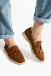 Mocassins à franges en suède souple et léger pour femmes