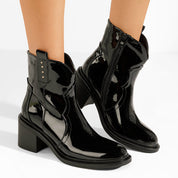 Demi bottes à gros talon noires