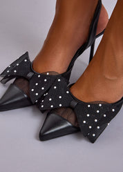 élégantes escarpins avec nœud à pois