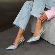 Escaprins à talons hauts et bout pointu en cuir