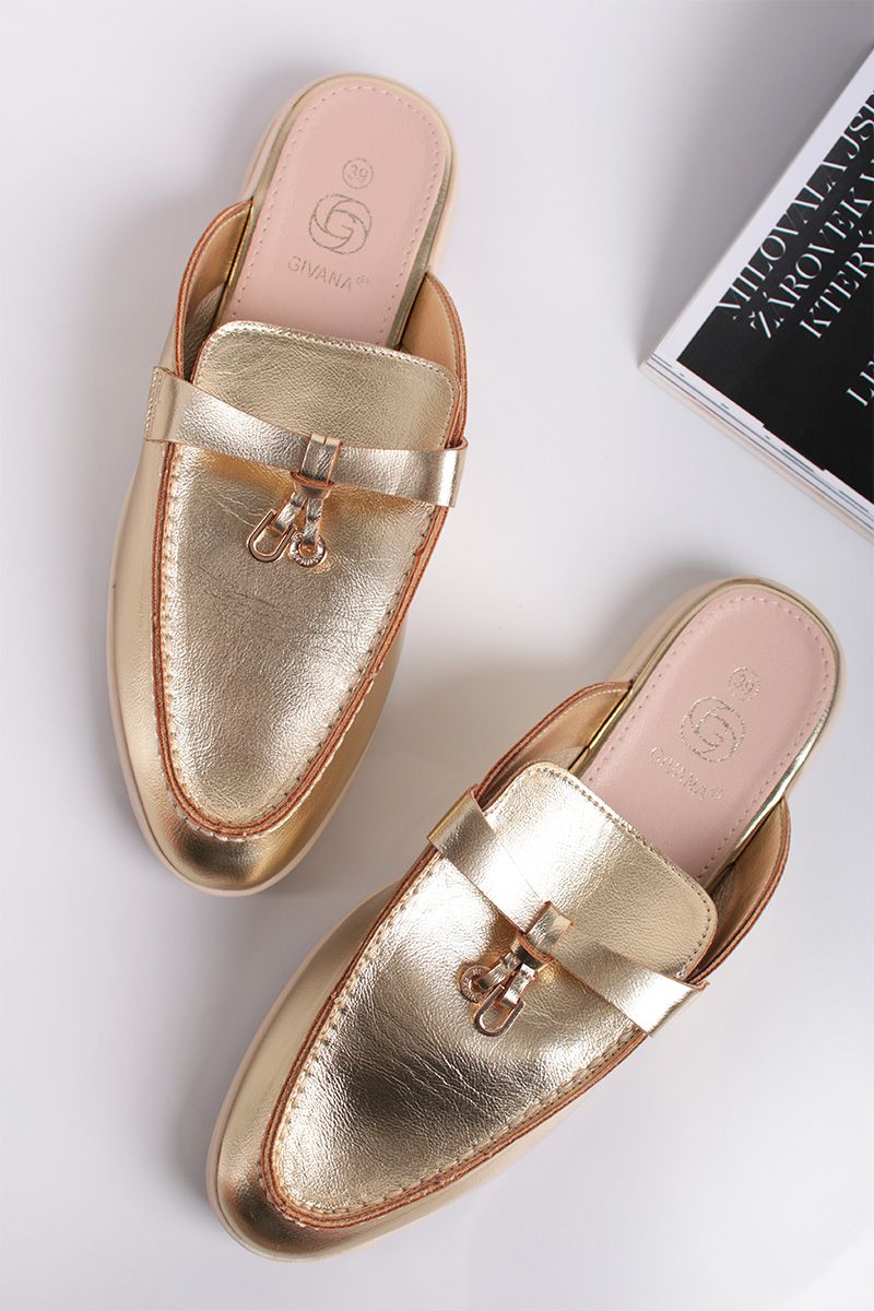 CHAUSSONS MULES DORÉS RONNIE