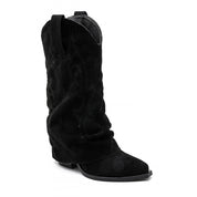 Demi bottes de cowboy à revers noires