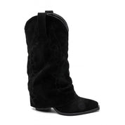 Demi bottes de cowboy à revers noires