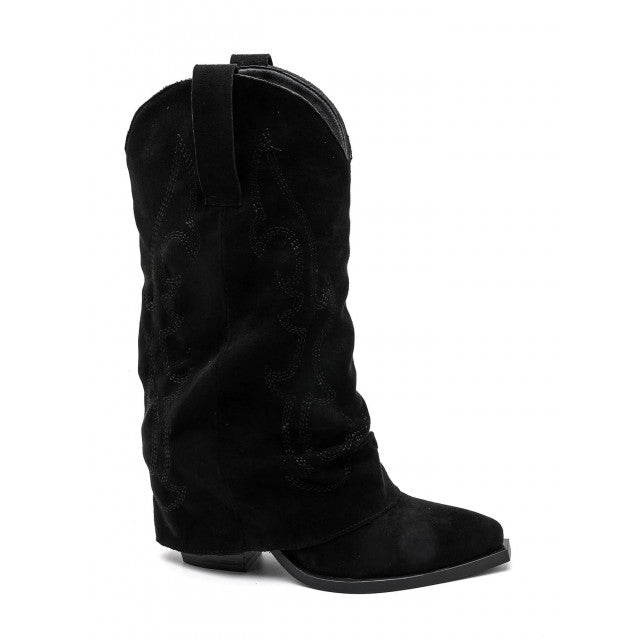 Demi bottes de cowboy à revers noires
