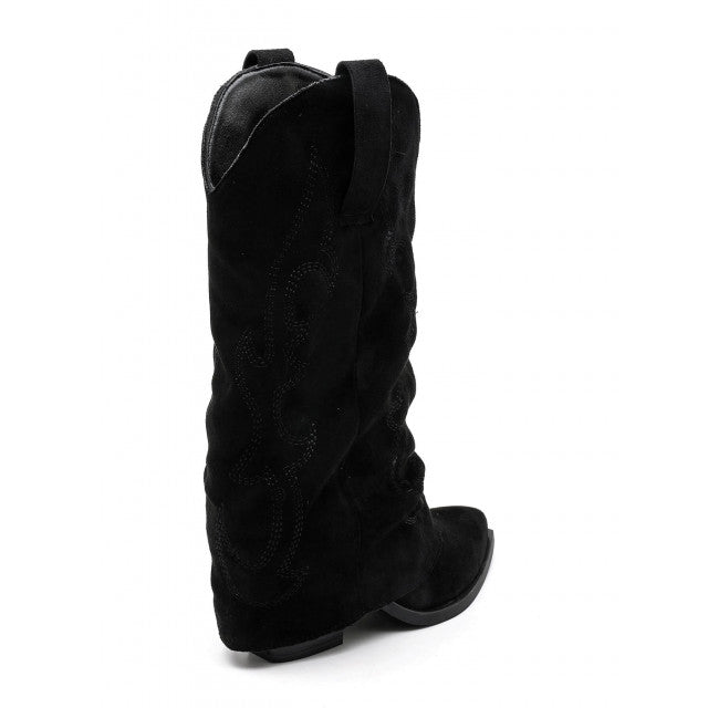 Demi bottes de cowboy à revers noires