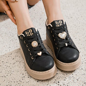 Basket plateforme or femme avec détail bijou