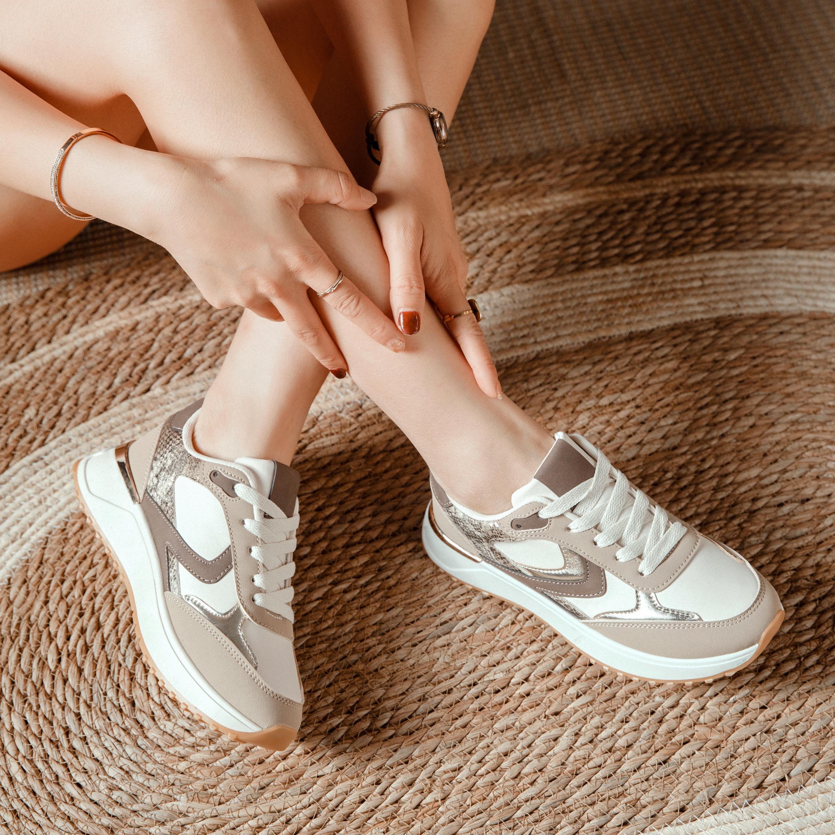 basket femme épaisse tendance avec empiècements