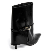 Demi bottes à talons hauts à boucle métallique