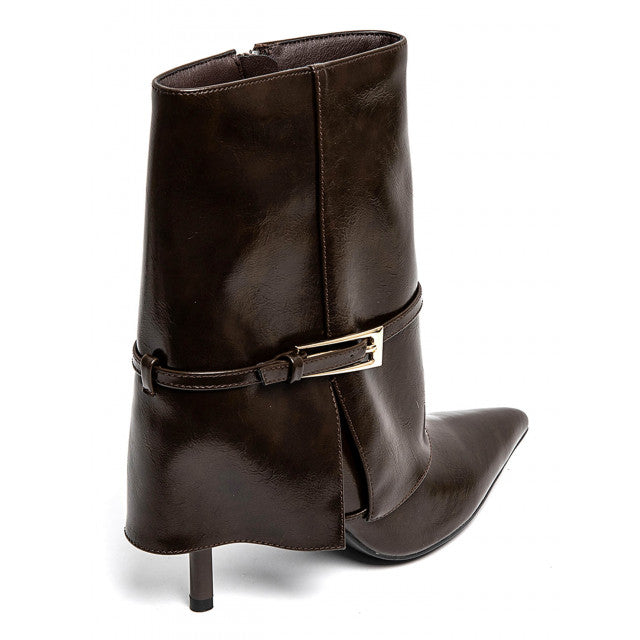 Demi bottes à talons hauts à boucle métallique