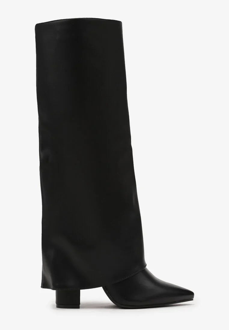 Bottes à talons hauts avec une tige retroussée à la mode