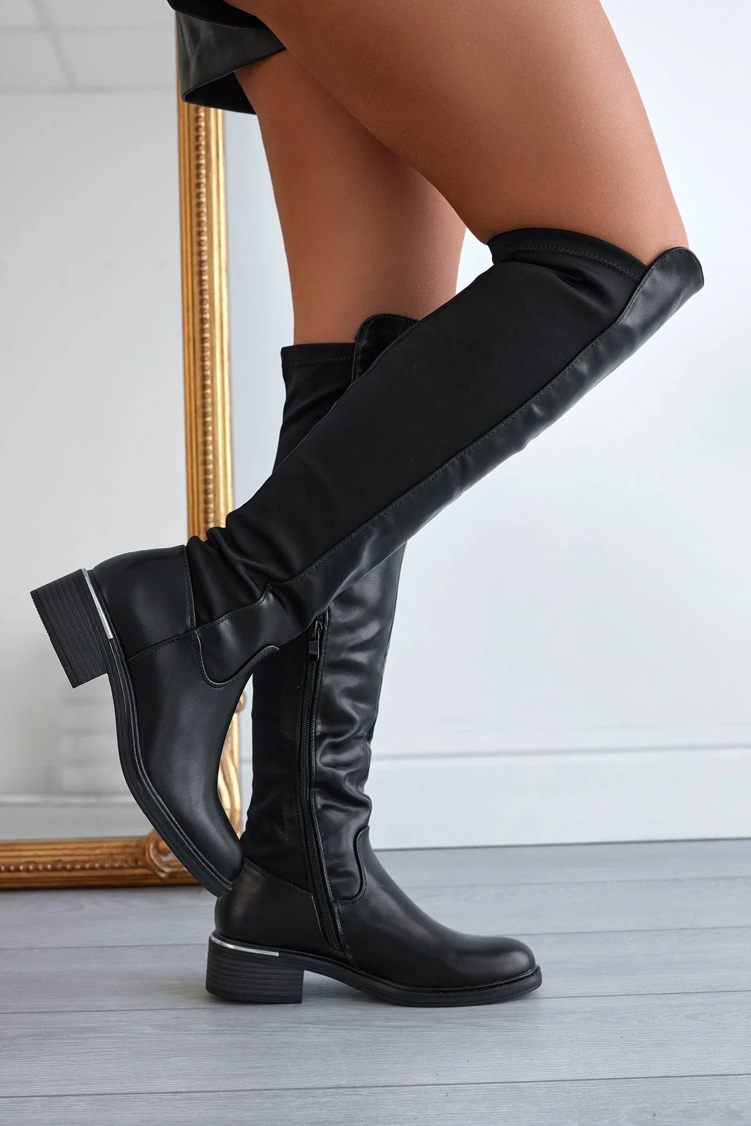 Bottes cavalières bi-matières