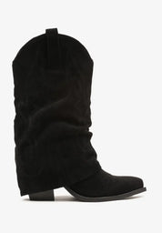 Demi bottes de cowboy à revers noires