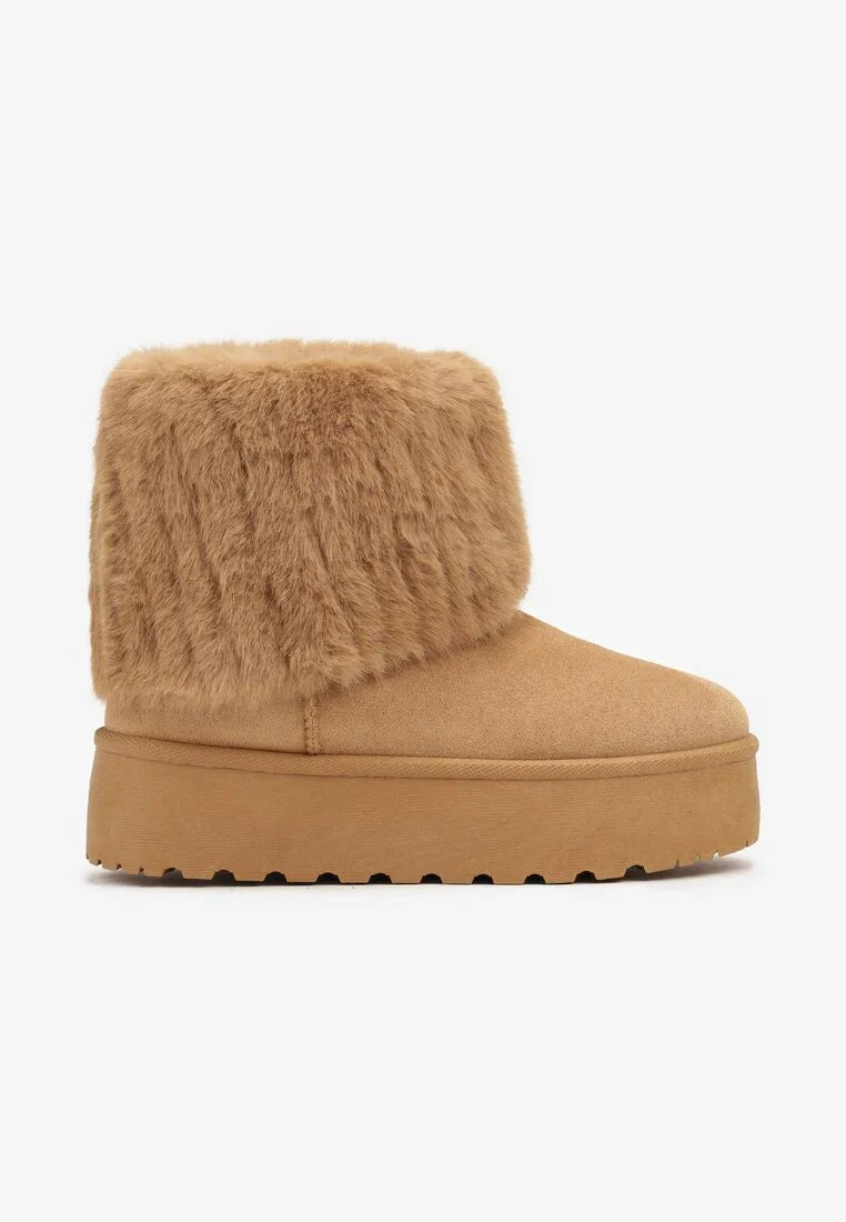 UGG fourrées compensées à rabat en fourrure